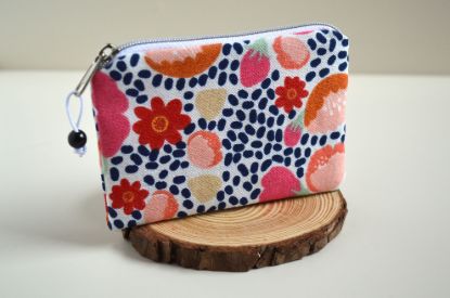Bild von Minitäschchen Canvas Blumen gepunktet weiß/apricot