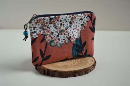 Bild von Minitäschchen Canvas Hortensien apricot/bunt