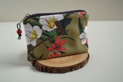 Bild von Minitäschchen Canvas Lilien grün/bunt