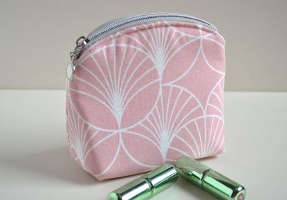 Bild von Kosmetiktäschchen Retro rosa/weiß