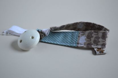 Bild von Schnullerband Elefanten beige/petrol