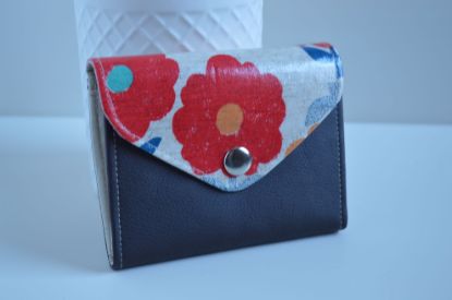 Bild von Geldbeutel klein Blumen beige/braun/rot